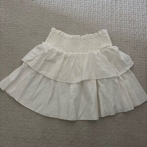white ruffle mini skirt
